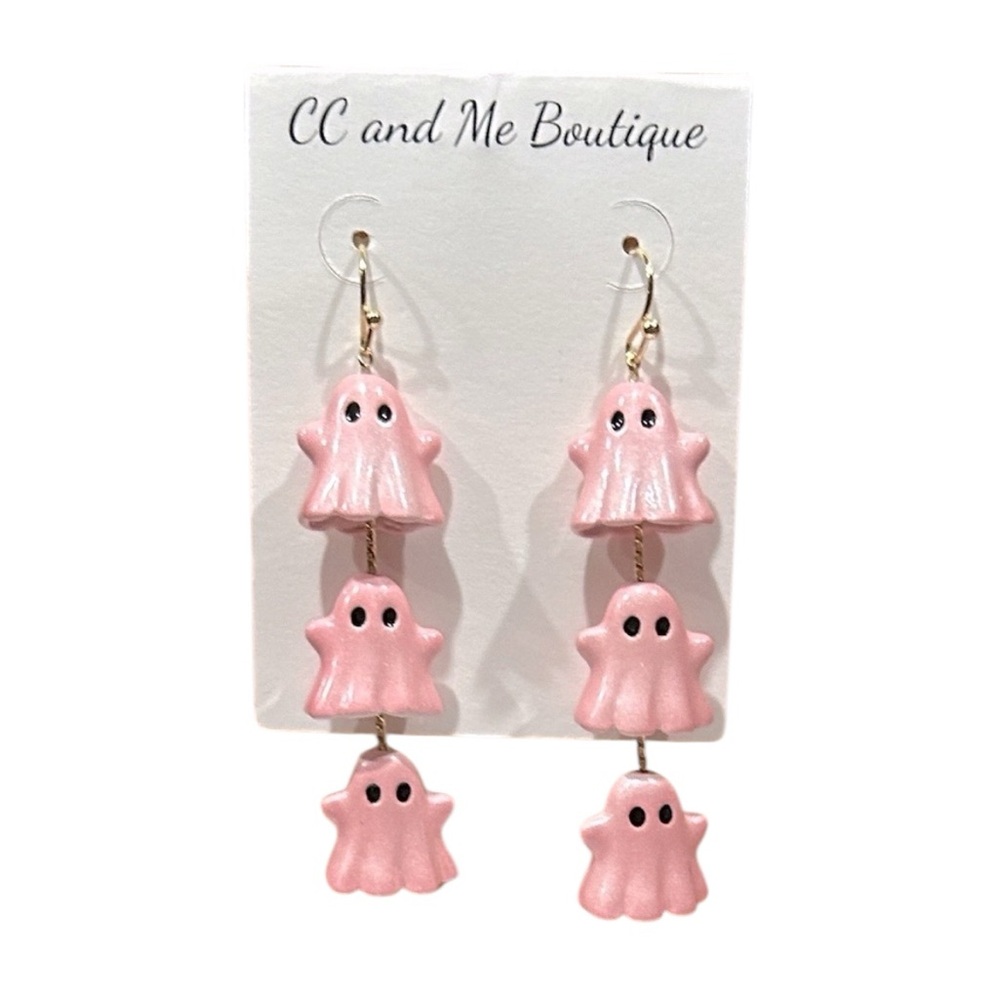Pink Ghost Earrings Dangle 3” Pastel 3D Halloween Goth NWT
C1 - Picture 7 of 7